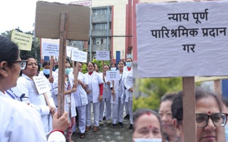 सरकारी सरह सेवा सुविधा माग गर्दै देशभरका नर्सहरू आन्दोलनमा