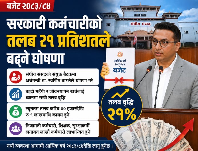 सरकारी कर्मचारीको तलब २१ प्रतिशतले बढ्ने
