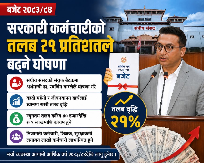 सरकारी कर्मचारीको तलब २१ प्रतिशतले बढ्ने