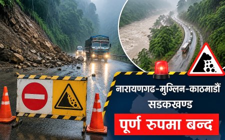 रातिदेखि नारायणगढ–मुग्लिन–काठमाडौँ सडक पूर्ण बन्द